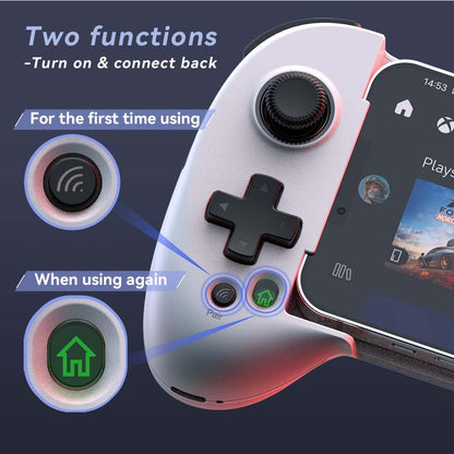 Mobile Game Controller for Iphone/Android with PHONE CASE Support, Bluetooth Wireless Gamepad - PS Remote Play, Xbox Cloud, Steam Link, Geforce NOW, Mfi Arcade Games-Long Battery Life